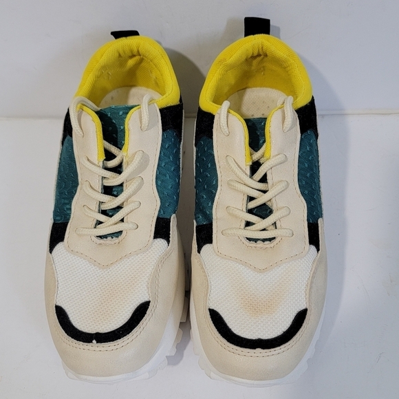 Jessica Carlife SIDNEY Womens Sneaker Sz 7 Green Yellow White Chunky Athleisure - Picture 2 of 12